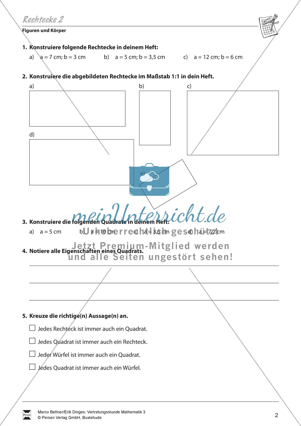Figuren und Körper: Rechtecke konstruieren und berechnen Preview 2