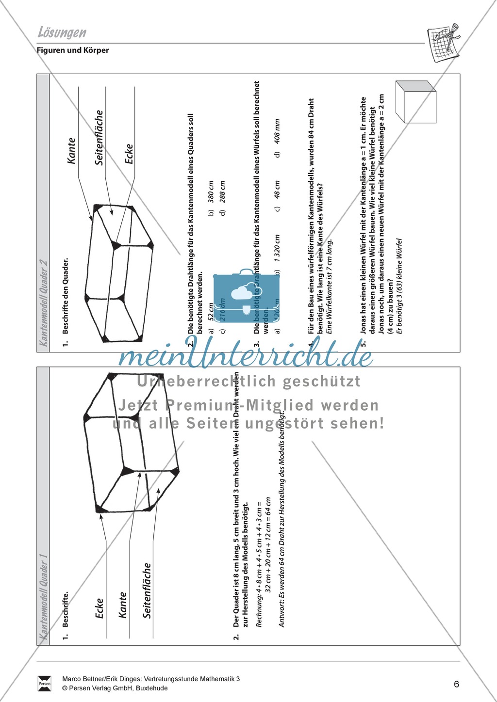 Figuren und Körper: Quader beschriften und berechnen Preview 3