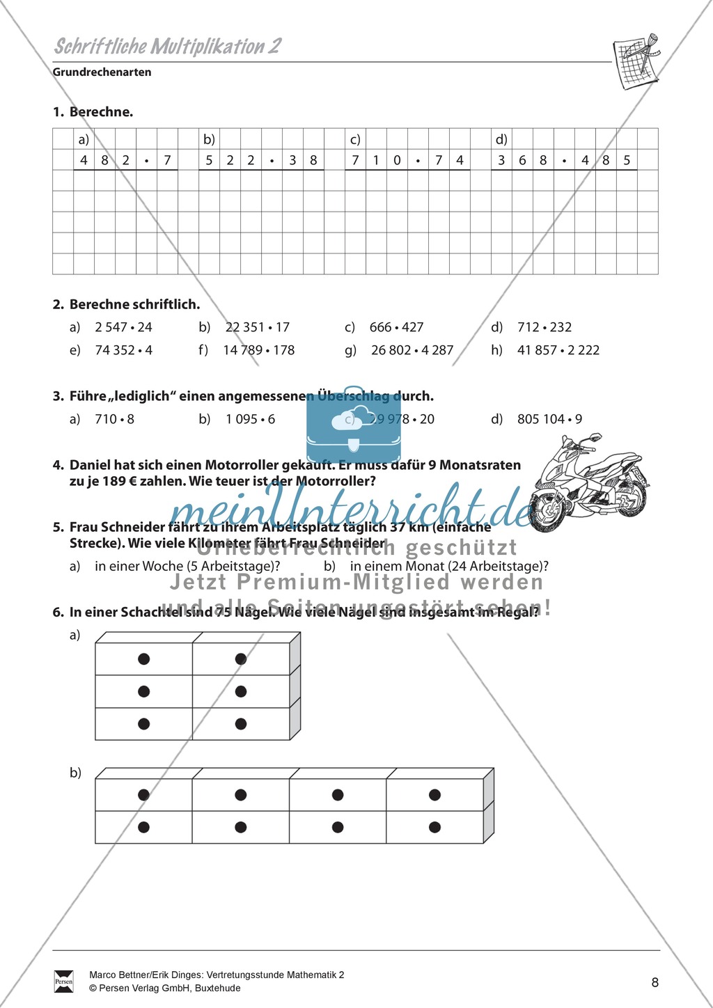 Grundrechenarten: Wiederholen und Üben der schriftlichen Multiplikation Preview 2