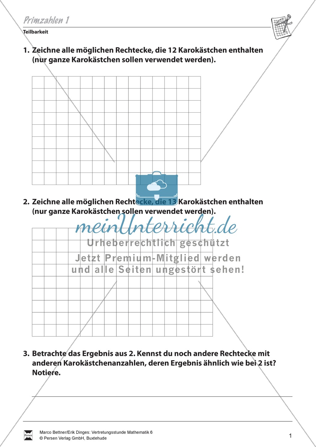 Teilbarkeit: Aufgaben zur Wiederholung von Primzahlen Preview 1