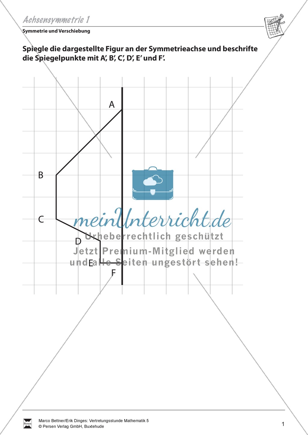 Symmetrie und Verschiebung: Aufgaben zur Wiederholung und Festigung der Achsensymmetrie Preview 1