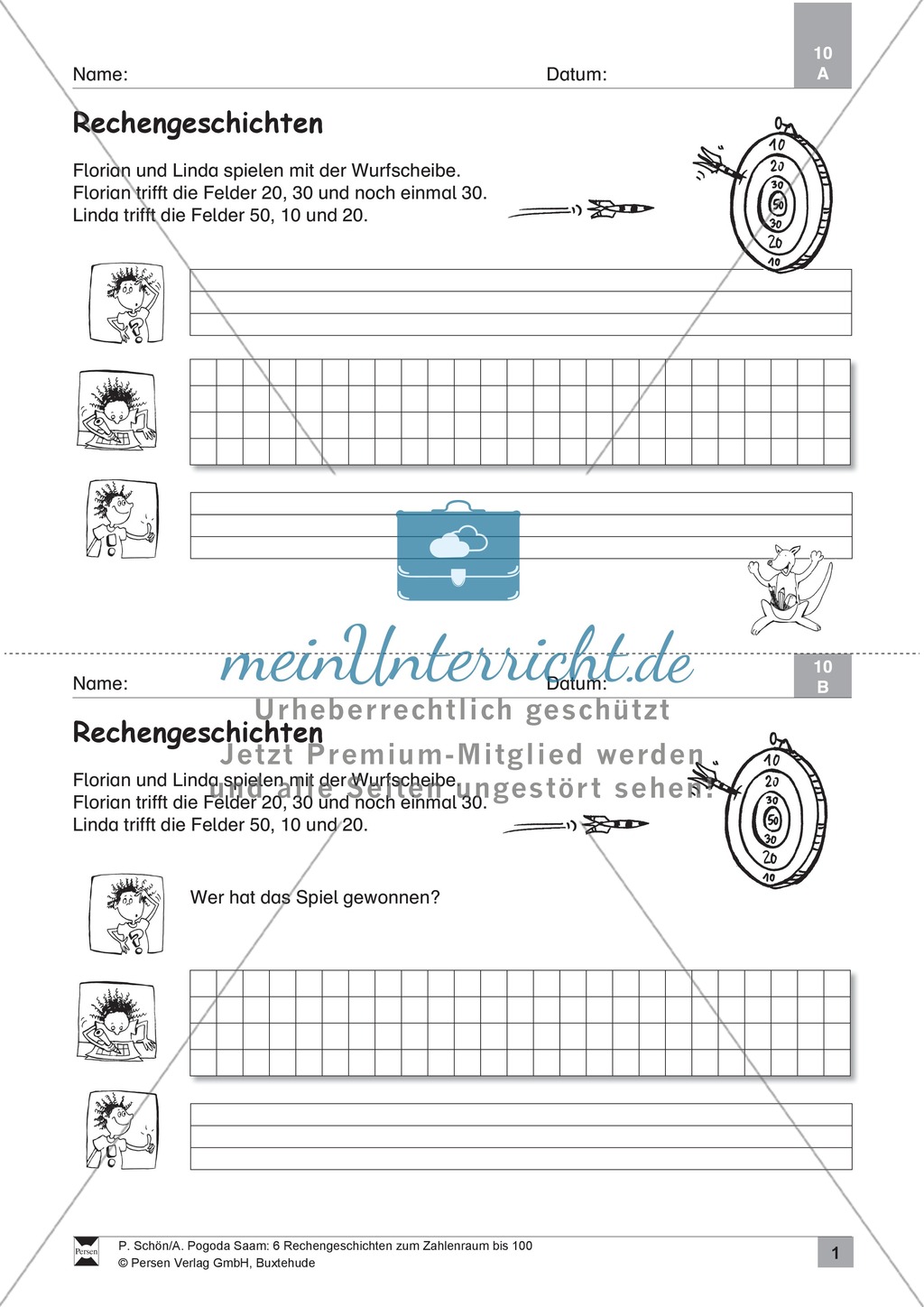 Rechengeschichten zum Umgang mit Zahlen im Zahlenraum bis 100 Preview 1