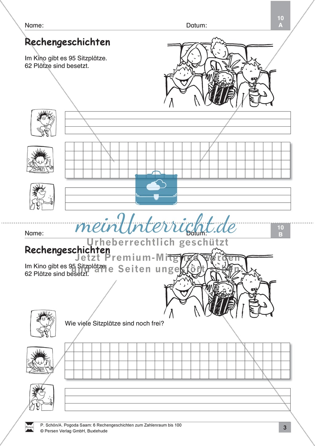 Rechengeschichten zum Umgang mit Zahlen im Zahlenraum bis 100 Preview 3