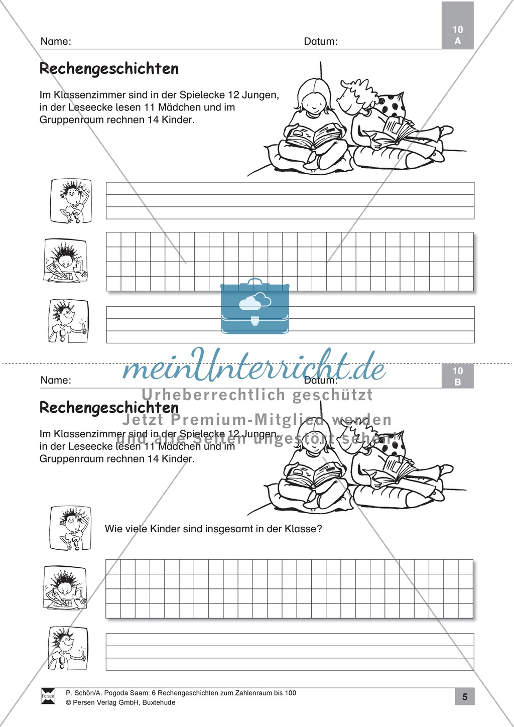 Rechengeschichten zum Umgang mit Zahlen im Zahlenraum bis 100 Preview 5