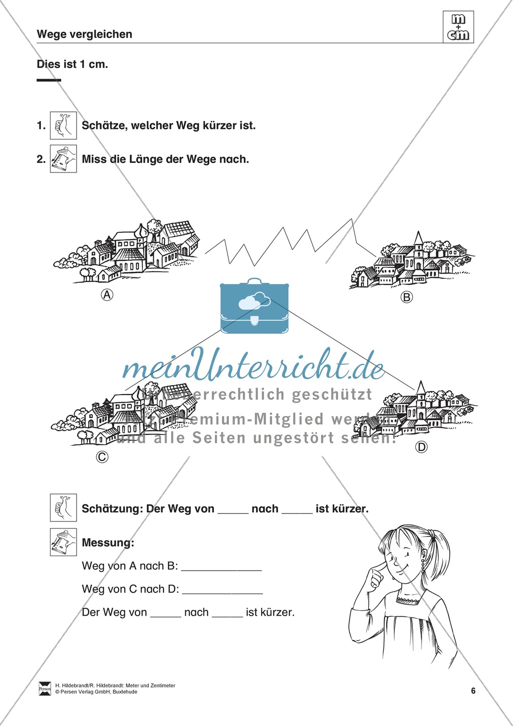 Längeneinheiten Meter und Zentimeter- Wege messen und vergleichen Preview 6