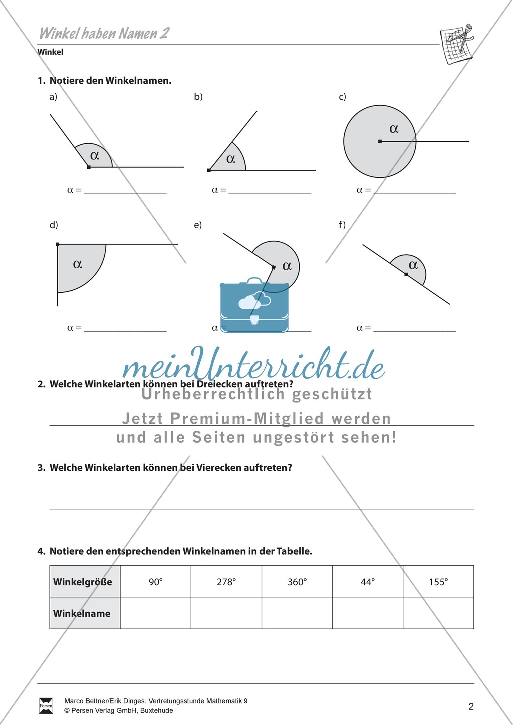 Winkel: Die Bezeichnung verschiedener Winkel kennenlernen Preview 2