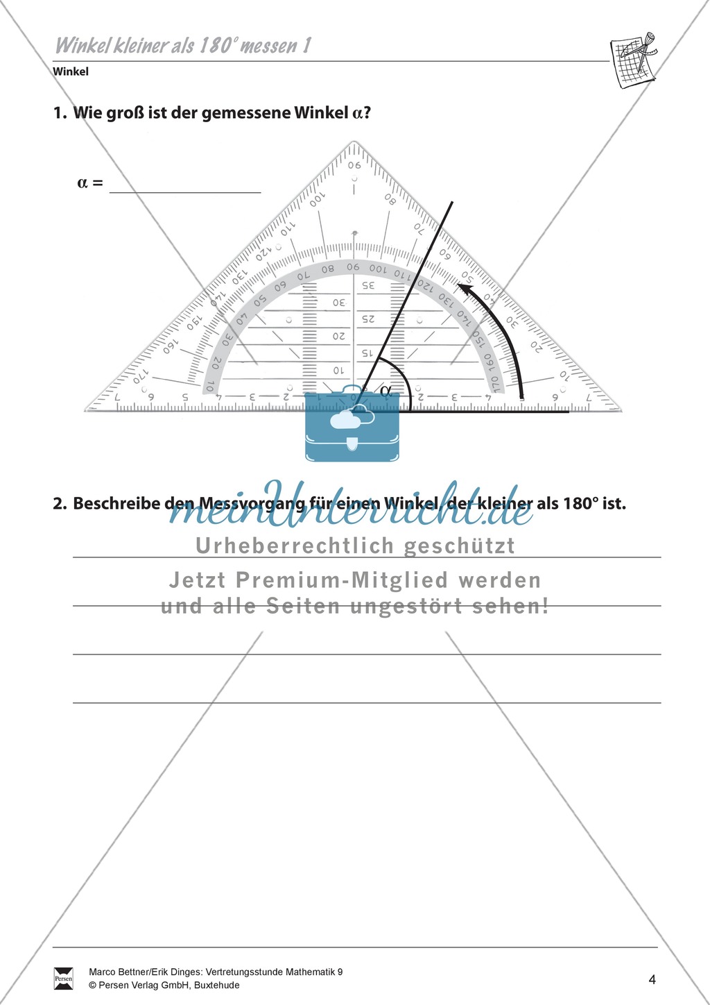 Winkel: Winkel mit Hilfe des Geodreiecks berechnen Preview 1