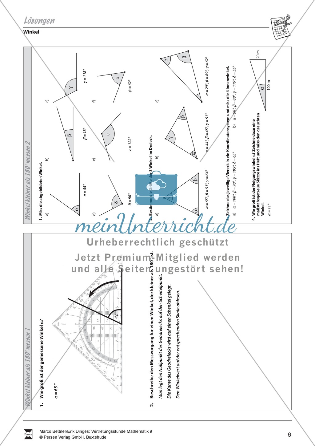 Winkel: Winkel mit Hilfe des Geodreiecks berechnen Preview 3