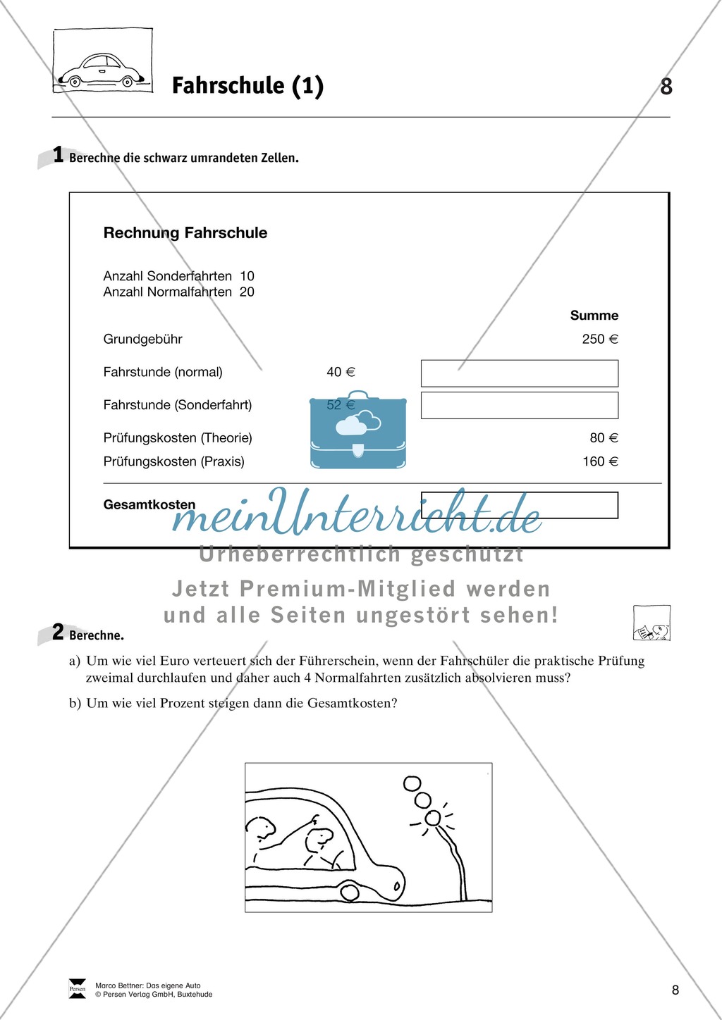 Mathematische Alltagskompetenz: Kosten für die Fahrschule erkennen und berechnen Preview 1
