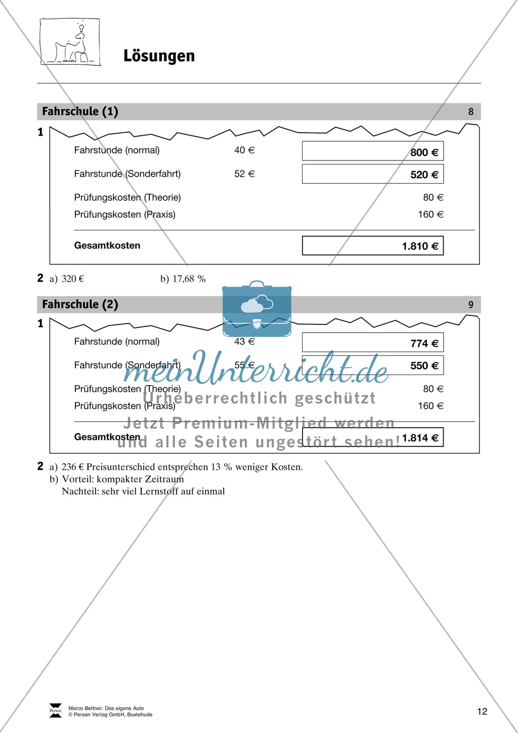 Mathematische Alltagskompetenz: Kosten für die Fahrschule erkennen und berechnen Preview 3