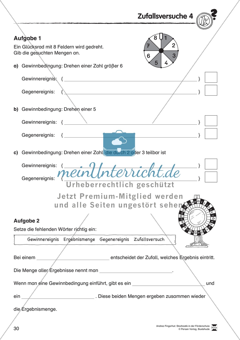 Förderschule Stochastik - Übungen zu Zufallsversuchen Preview 4
