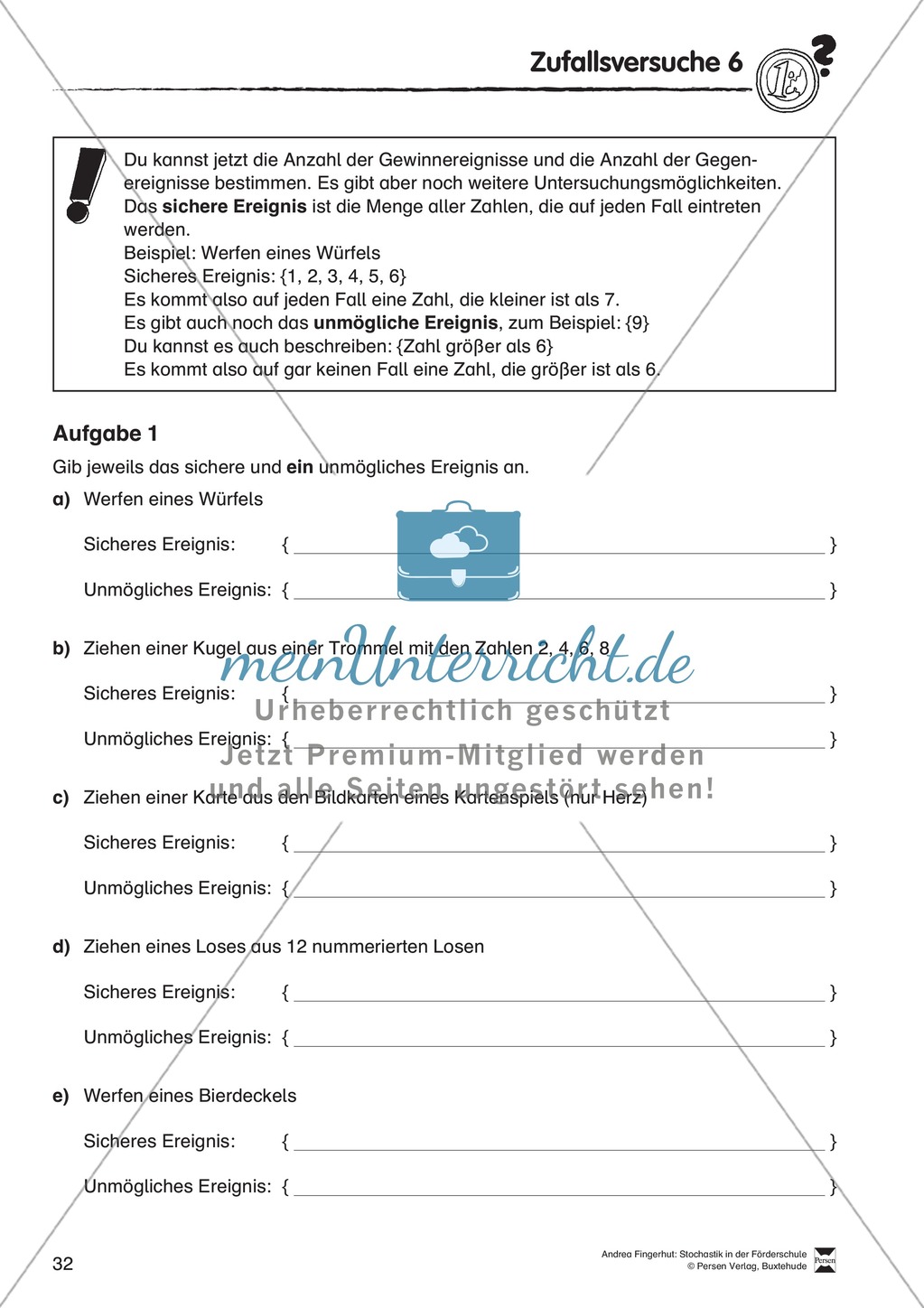 Förderschule Stochastik - Übungen zu Zufallsversuchen Preview 6