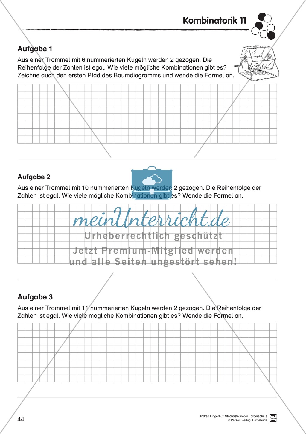 Förderschule Stochastik - Übungen zur Kombinatorik Preview 11