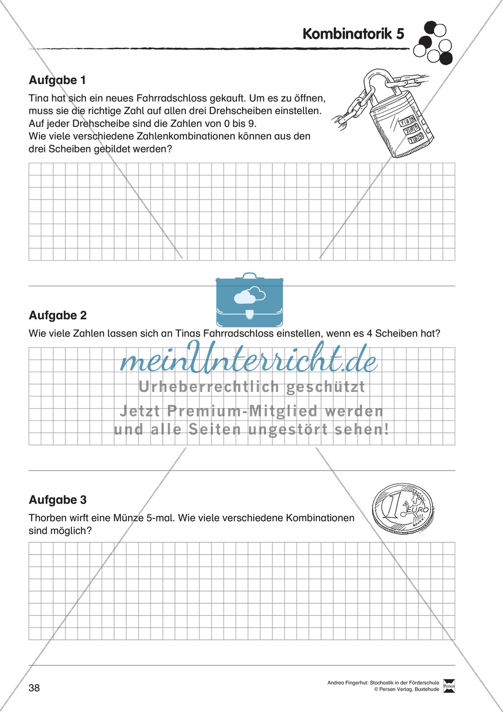 Förderschule Stochastik - Übungen zur Kombinatorik Preview 5
