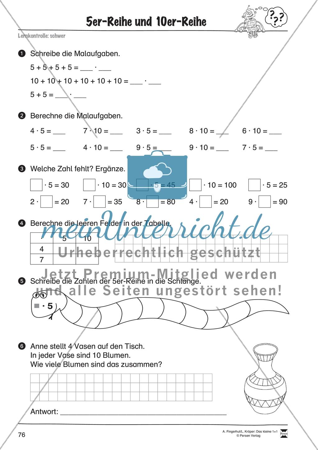 Lernzielkontrolle: 5er-Reihe und 10er-Reihe Preview 2