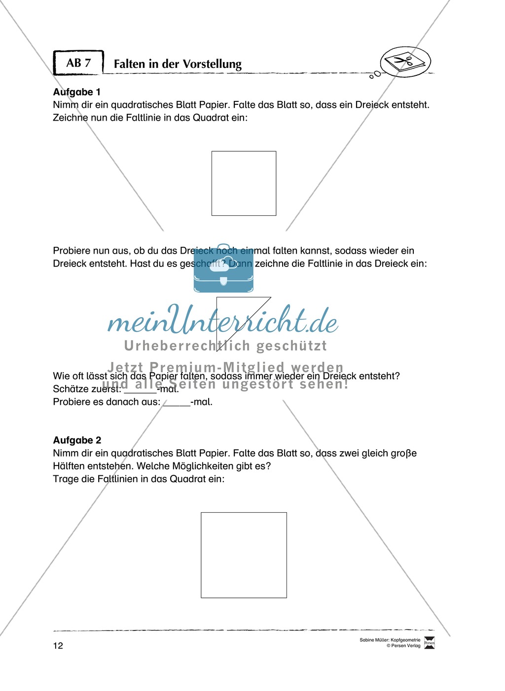 Arbeitsblätter zur Schulung des räumlichen Vorstellungsvermögens Preview 7