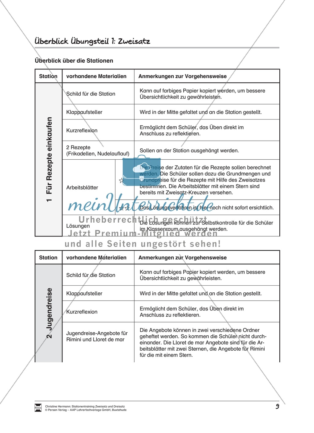 Den Zweisatz üben: Stationsarbeit Preview 1