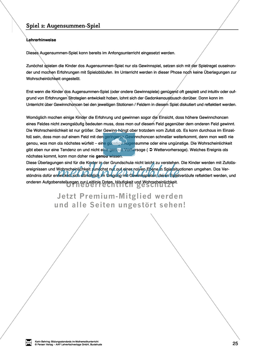 Bildungsstandards im Mathematikunterricht umsetzen: Unterrichtsvorschläge zu Daten + Häufigkeit + Wahrscheinlichkeit Preview 17