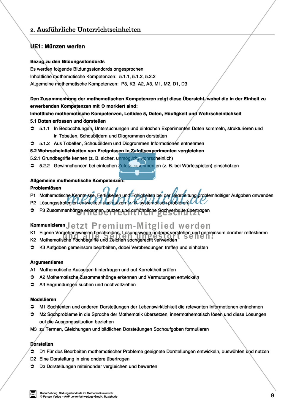 Bildungsstandards im Mathematikunterricht umsetzen: Unterrichtsvorschläge zu Daten + Häufigkeit + Wahrscheinlichkeit Preview 1