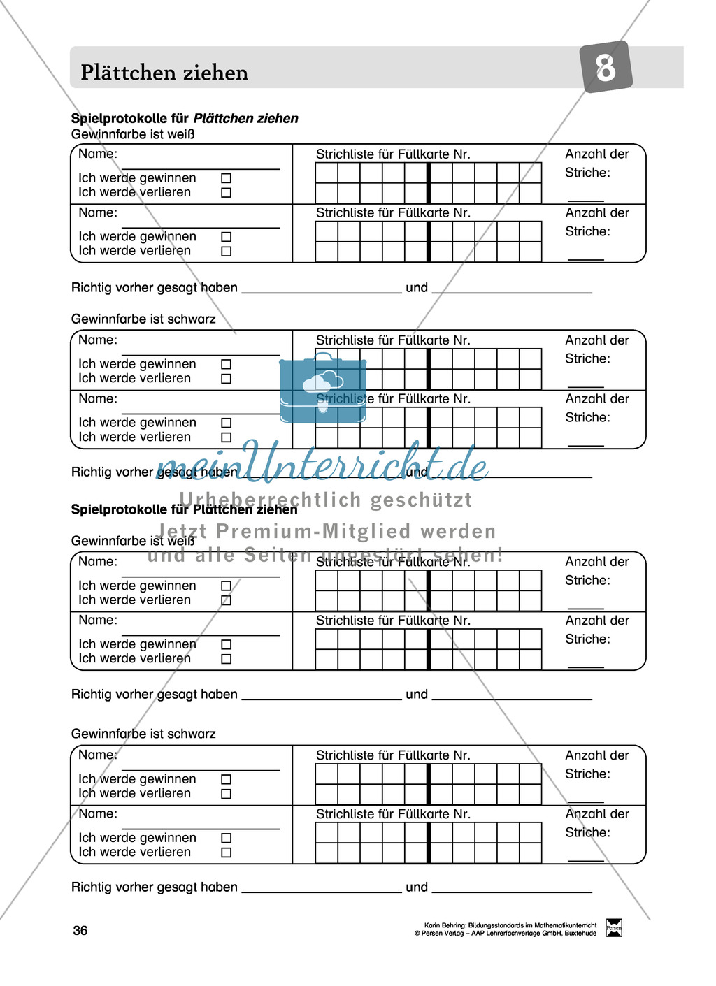 Bildungsstandards im Mathematikunterricht umsetzen: Unterrichtsvorschläge zu Daten + Häufigkeit + Wahrscheinlichkeit Preview 28