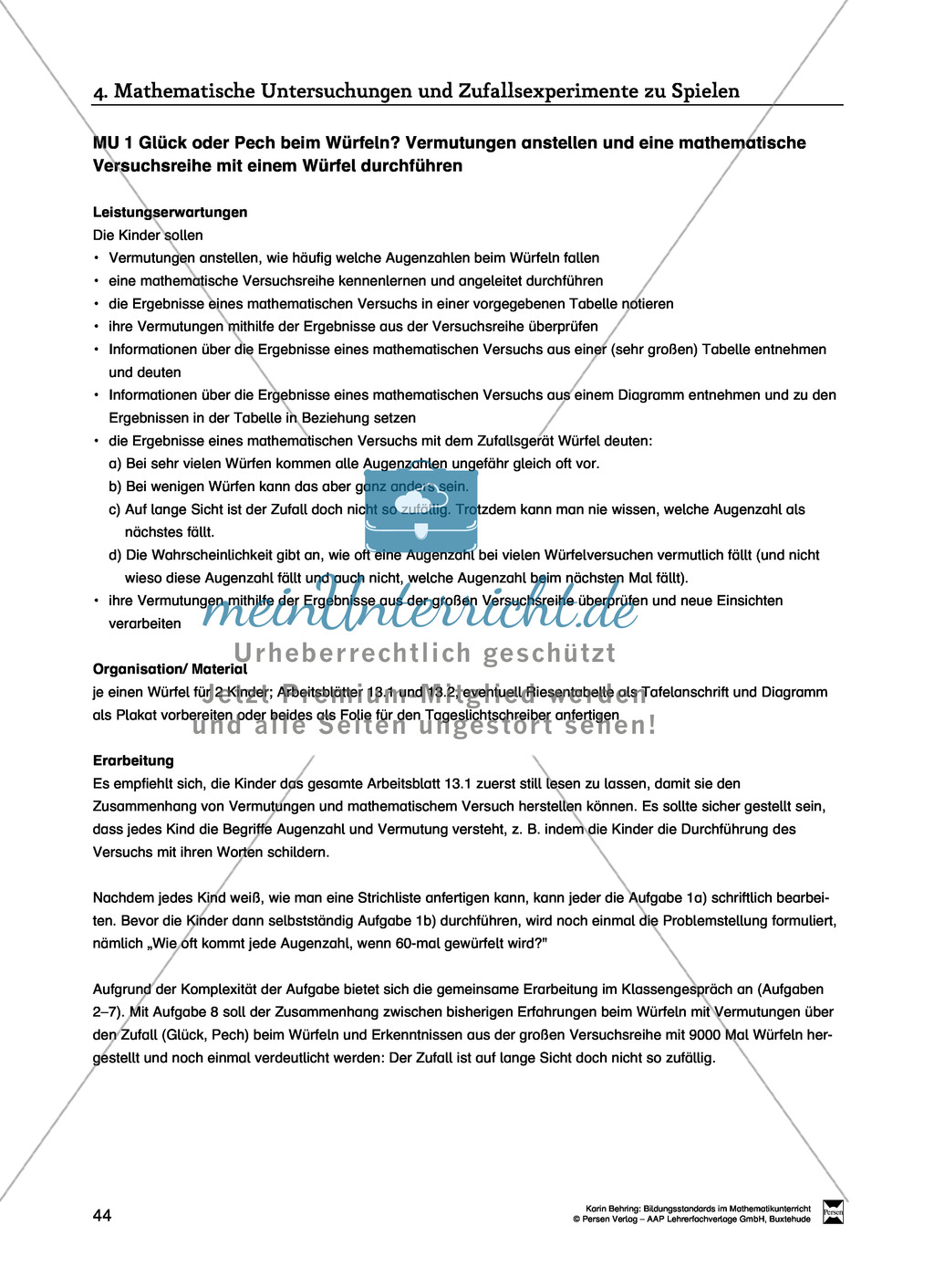 Bildungsstandards im Mathematikunterricht umsetzen: Unterrichtsvorschläge zu Daten + Häufigkeit + Wahrscheinlichkeit Preview 36