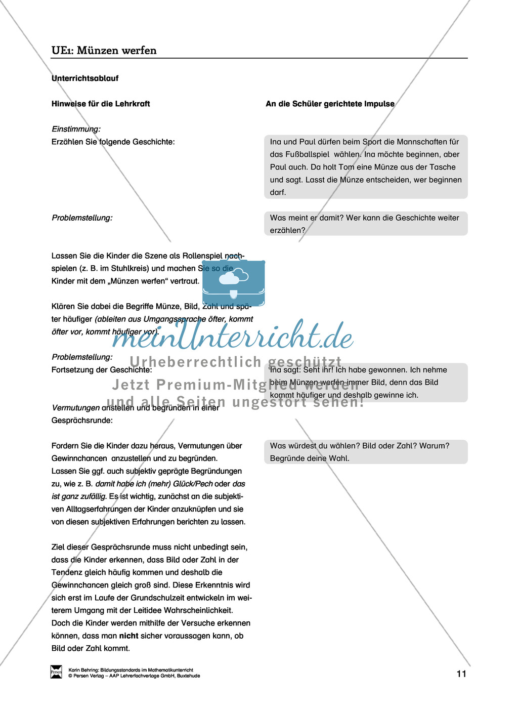 Bildungsstandards im Mathematikunterricht umsetzen: Unterrichtsvorschläge zu Daten + Häufigkeit + Wahrscheinlichkeit Preview 3