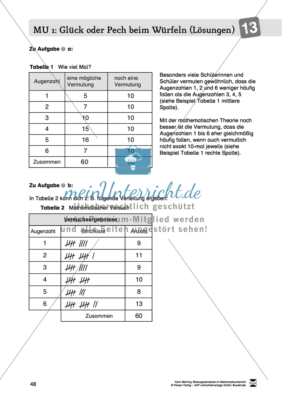 Bildungsstandards im Mathematikunterricht umsetzen: Unterrichtsvorschläge zu Daten + Häufigkeit + Wahrscheinlichkeit Preview 40