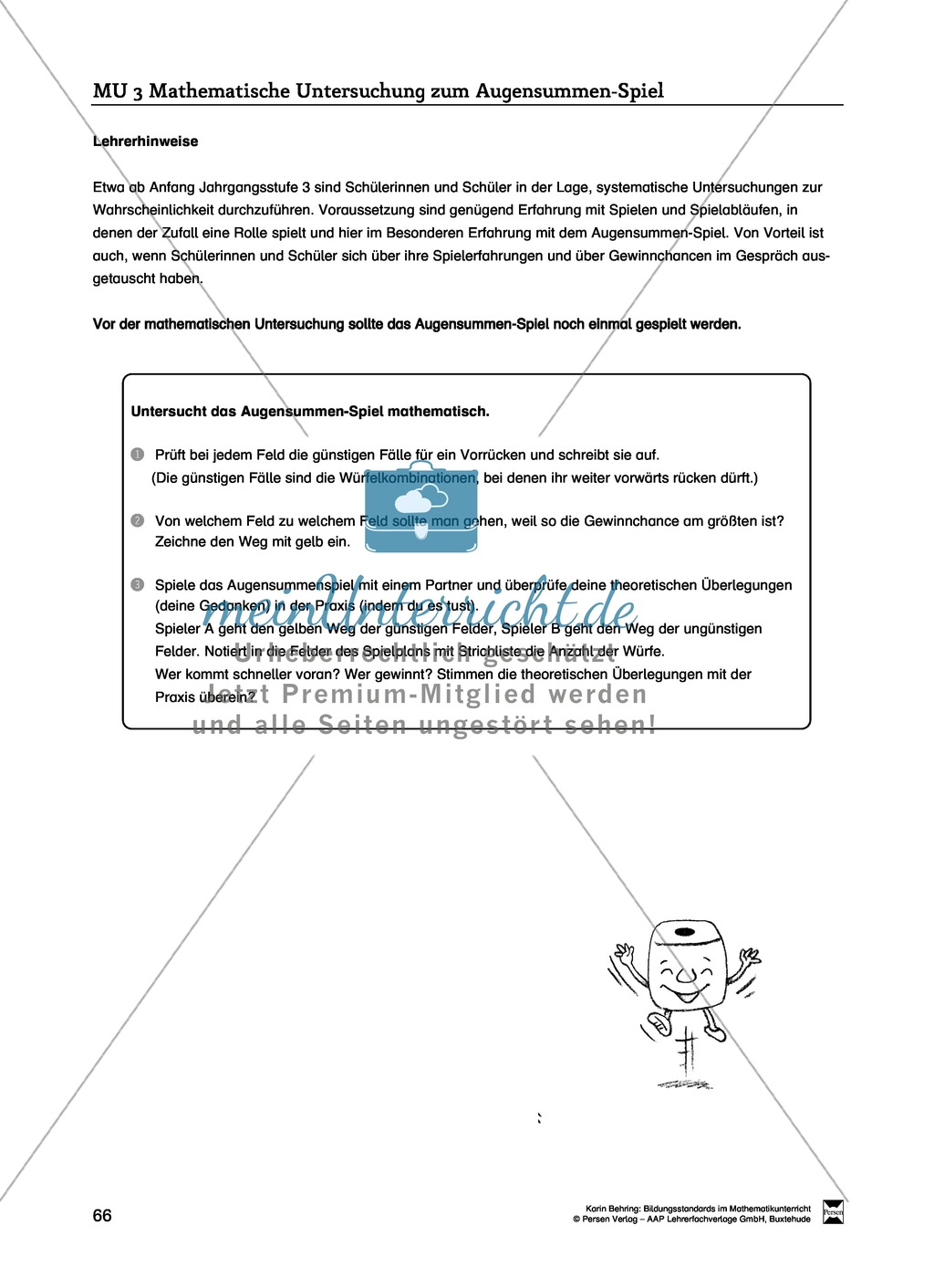 Bildungsstandards im Mathematikunterricht umsetzen: Unterrichtsvorschläge zu Daten + Häufigkeit + Wahrscheinlichkeit Preview 58
