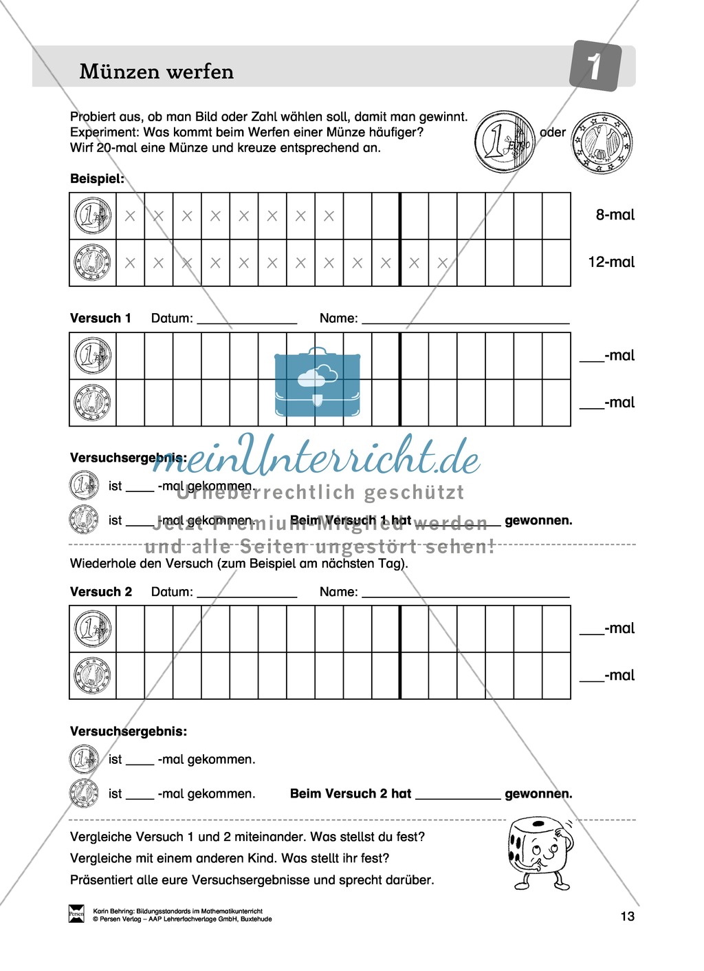 Bildungsstandards im Mathematikunterricht umsetzen: Unterrichtsvorschläge zu Daten + Häufigkeit + Wahrscheinlichkeit Preview 5