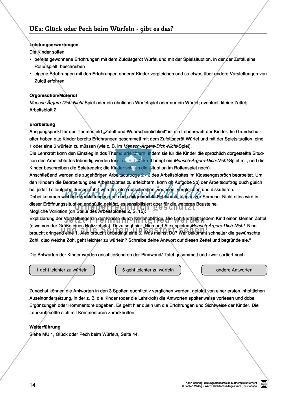 Bildungsstandards im Mathematikunterricht umsetzen: Unterrichtsvorschläge zu Daten + Häufigkeit + Wahrscheinlichkeit Preview 6