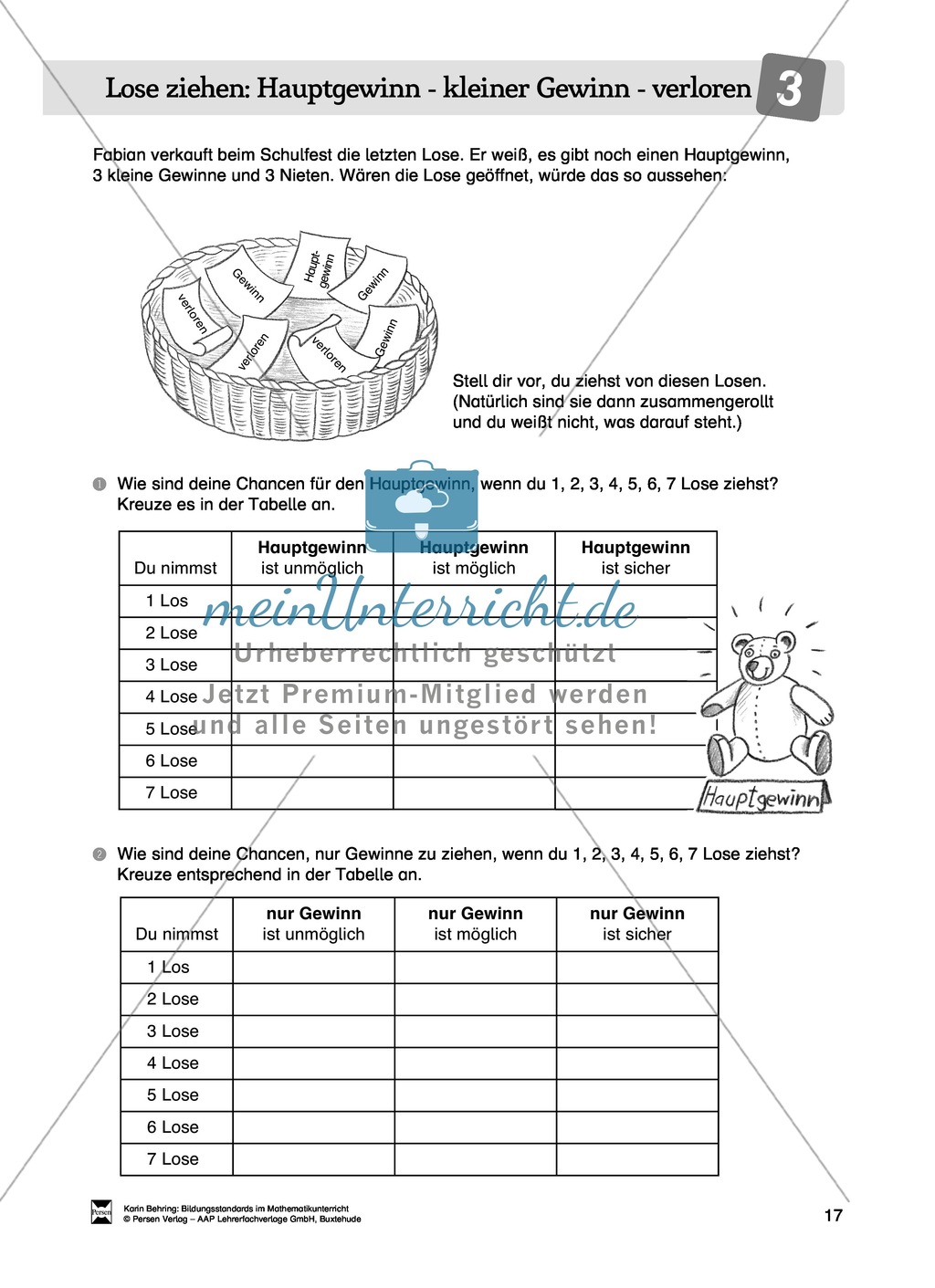 Bildungsstandards im Mathematikunterricht umsetzen: Unterrichtsvorschläge zu Daten + Häufigkeit + Wahrscheinlichkeit Preview 9