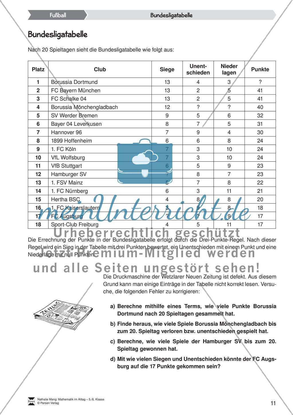 Bundesligatabelle Preview 1