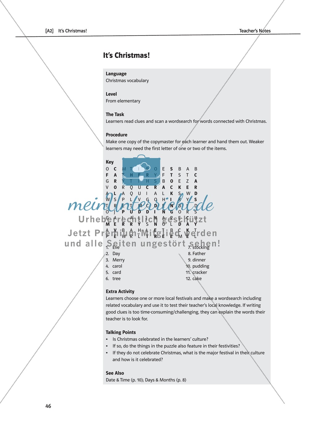 Christmas: wordsearch exercise about christmas vocabulary. With solution Preview 1