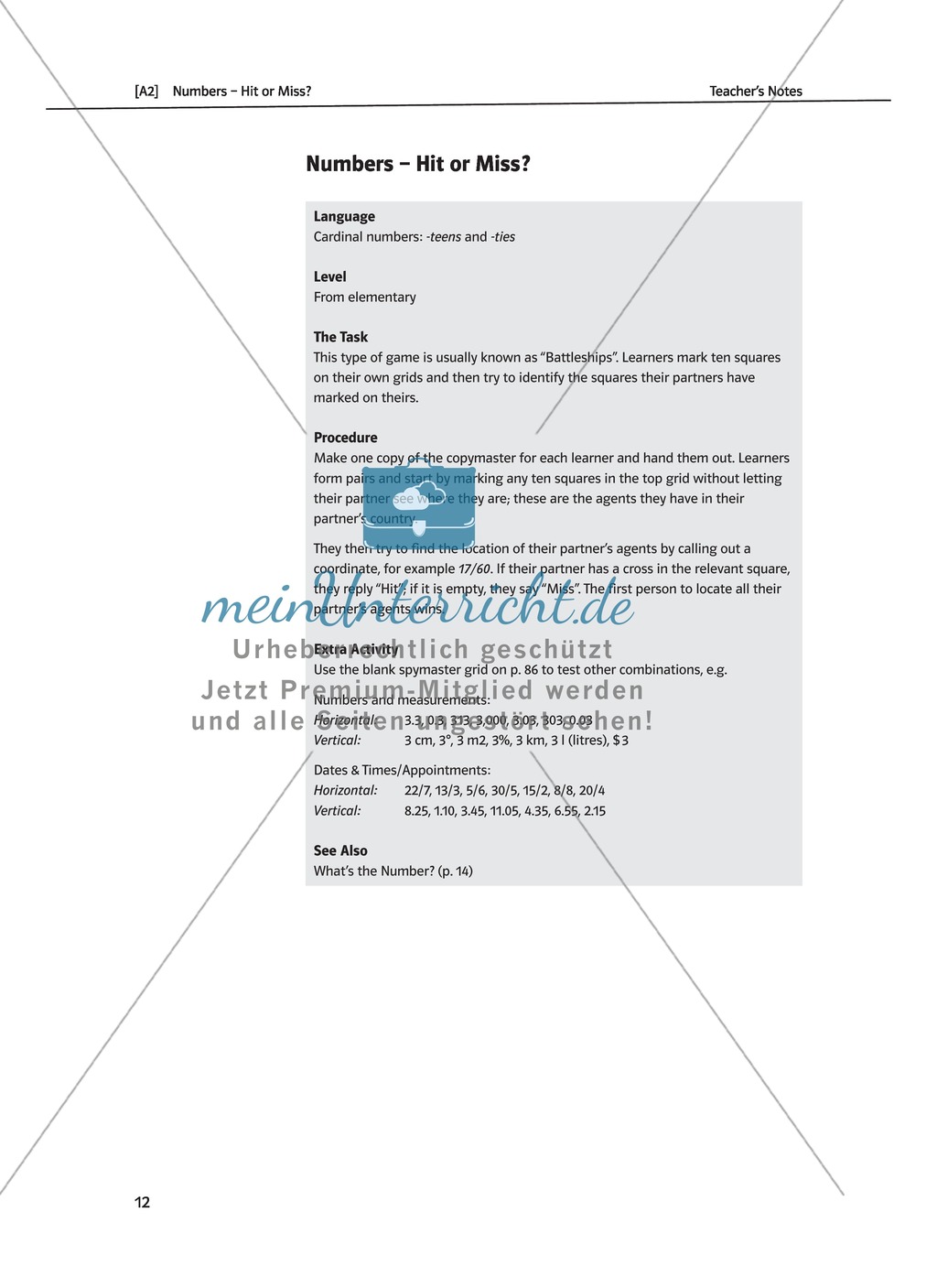Numbers: Battleship game and fill-in exercises. With solutin Preview 1