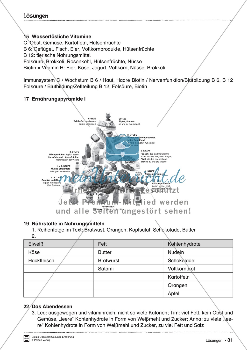 Arbeitsblätter zum Thema gesunde Mahlzeiten Preview 8