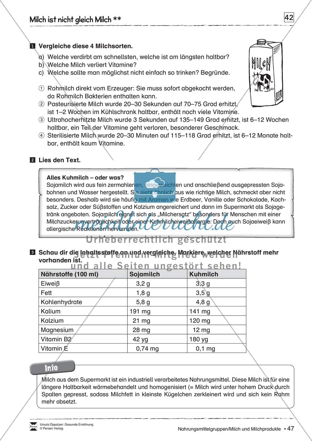 Arbeitsblätter zum Thema Milch und Milchprodukte Preview 2