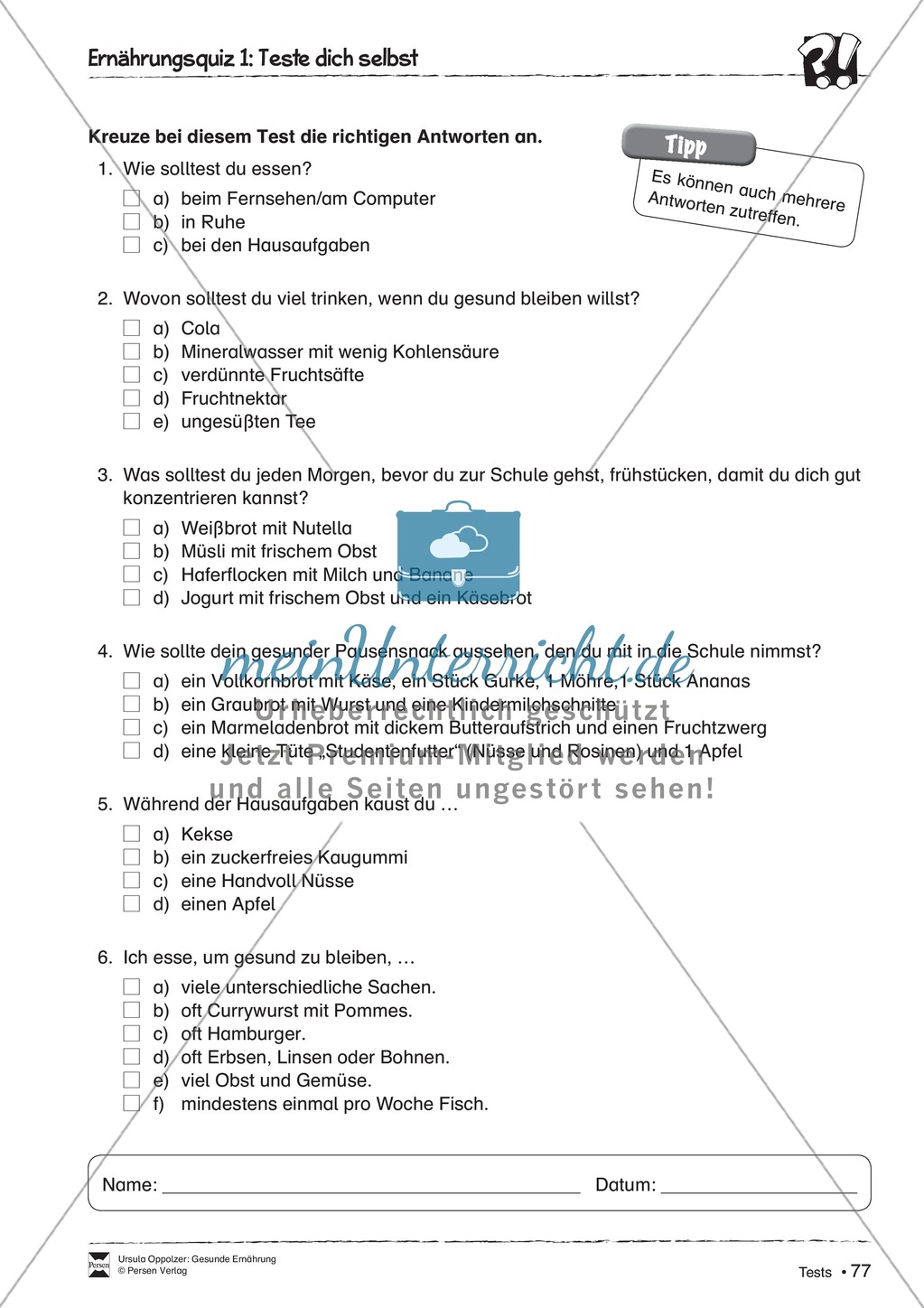 Fragebogen zum kennenlernen für schüler
