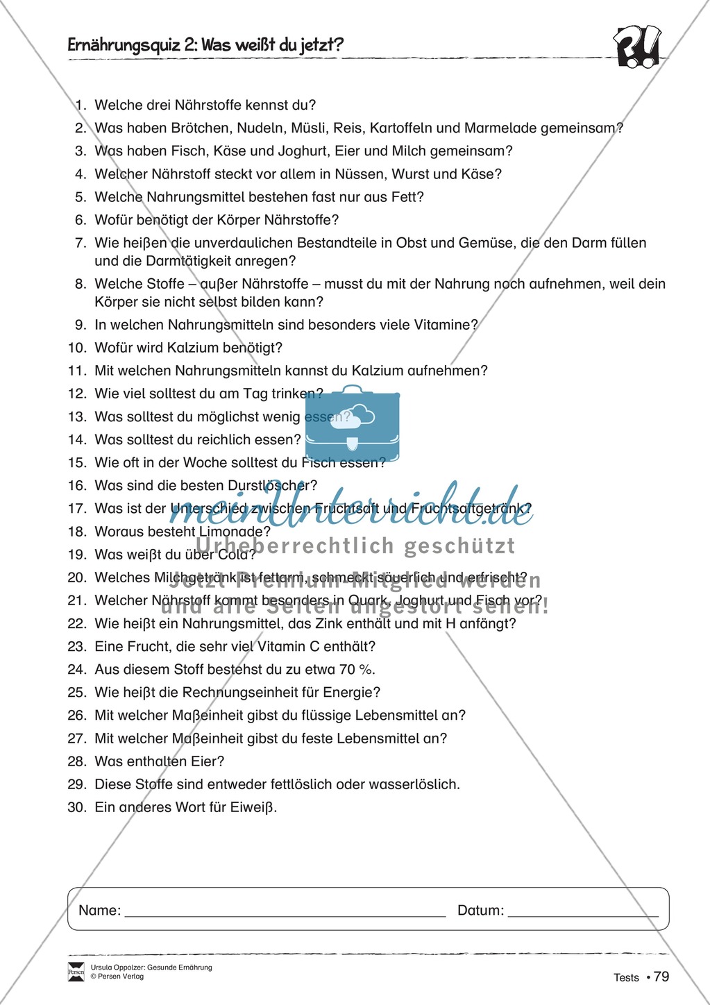 Fragebogen zum kennenlernen für schüler