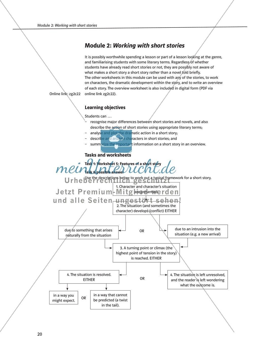 Working with short stories: Aufgaben + Arbeitsblätter Preview 1
