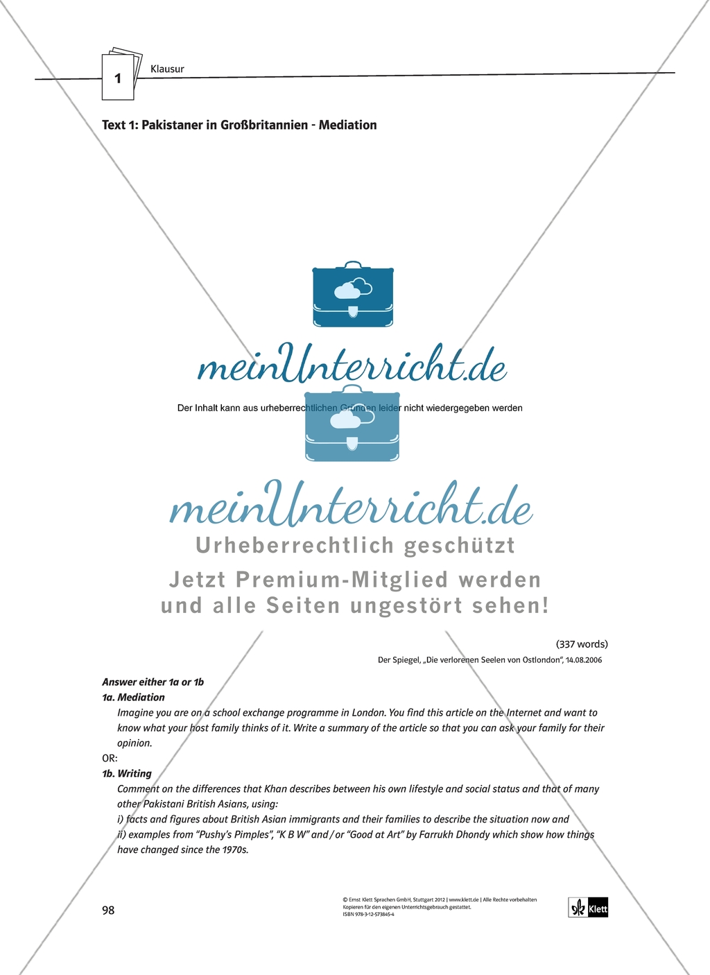 Good at Art and Other Stories: Klausurvorschläge + Lösungen Preview 1