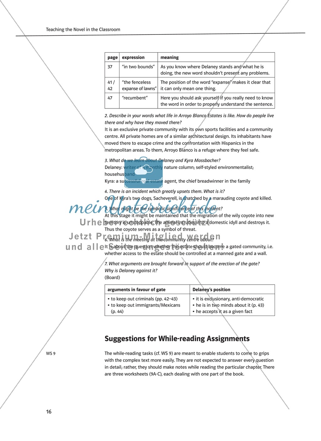 Teaching the Novel in the Classroom: Inhaltszusammenfassung + Kopiervorlagen Preview 10