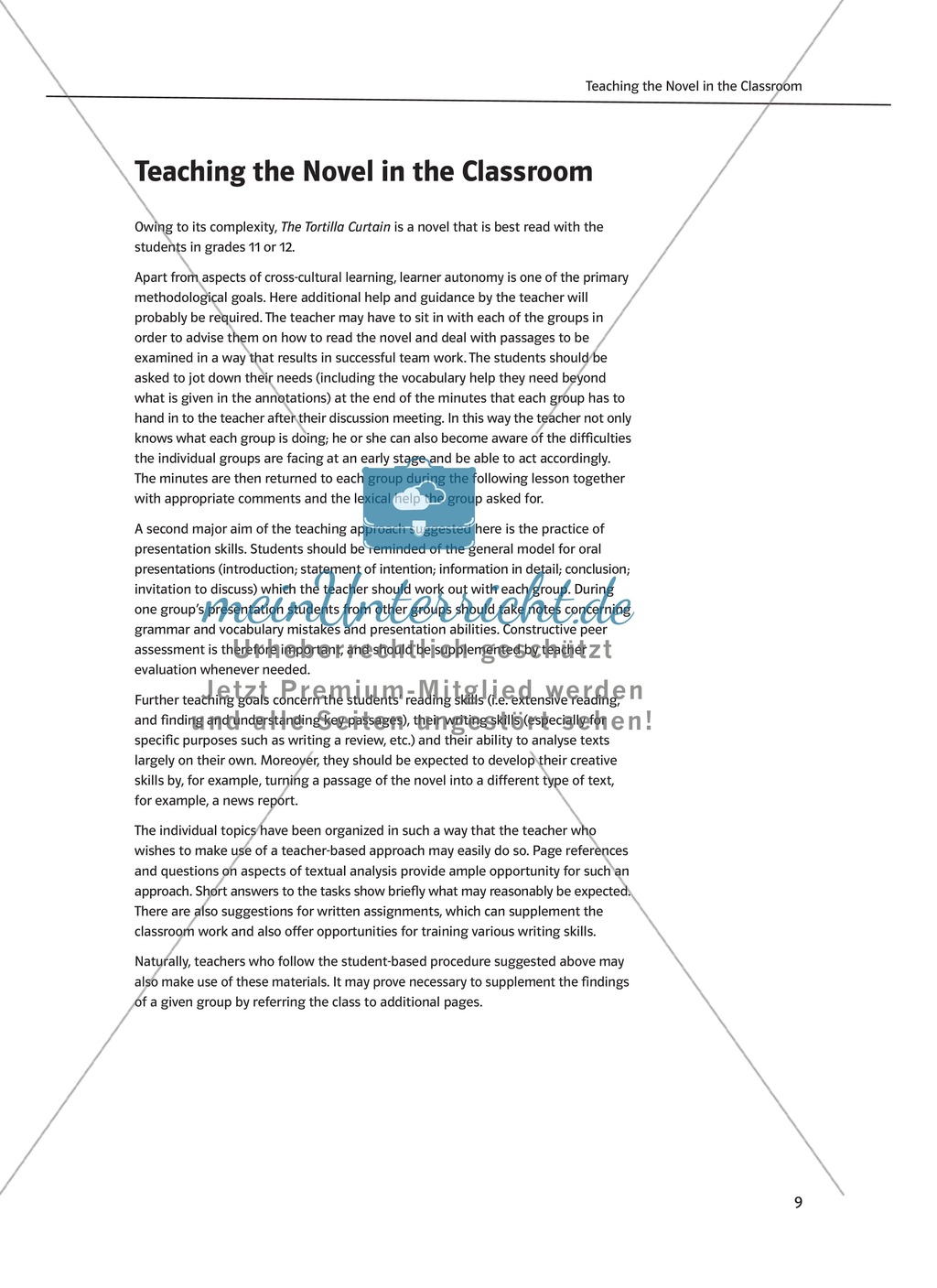 Teaching the Novel in the Classroom: Inhaltszusammenfassung + Kopiervorlagen Preview 3