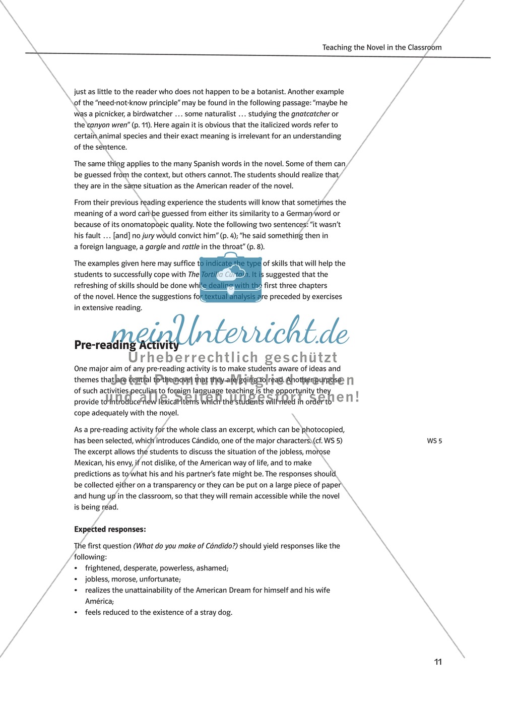 Teaching the Novel in the Classroom: Inhaltszusammenfassung + Kopiervorlagen Preview 5