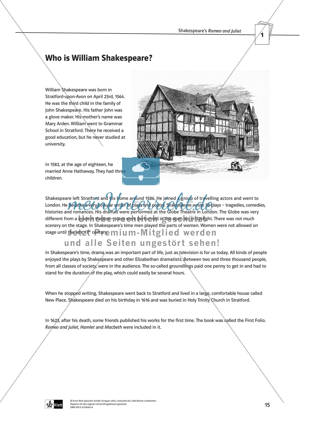 Shakespeare's Romeo and Juliet in year 7: Shakespeare und seine Zeit anhand von Romeo und Julia + Kopiervorlagen Preview 7