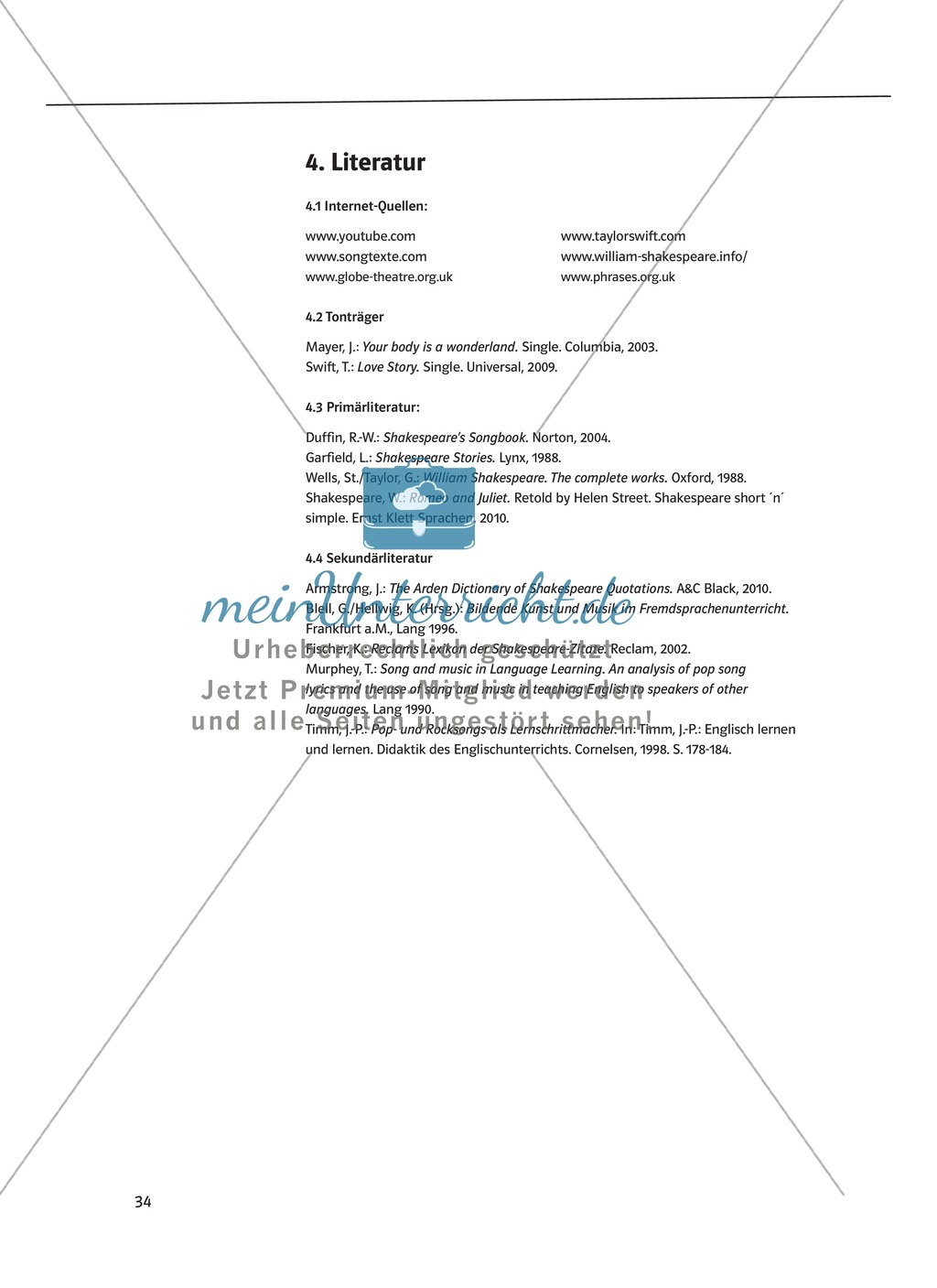 Let's sing and rap Shakespeare! Raps und Popsong s als Zugänge zu Shakespeares Werk Preview 9