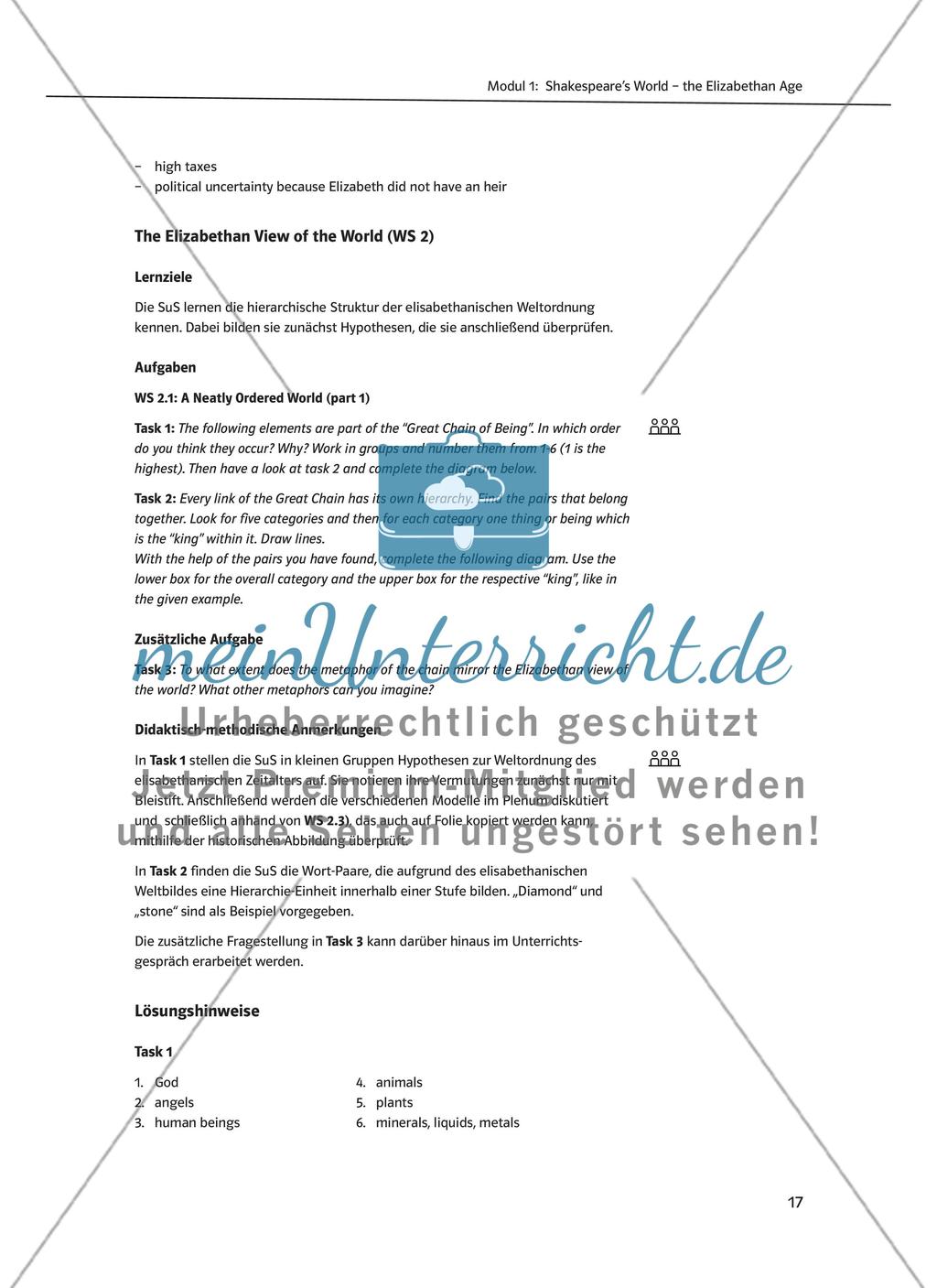 Shakespeare's World - the Elizabethan Age: Themen + Lernziele + Arbeitsblätter + Lösungen Preview 4
