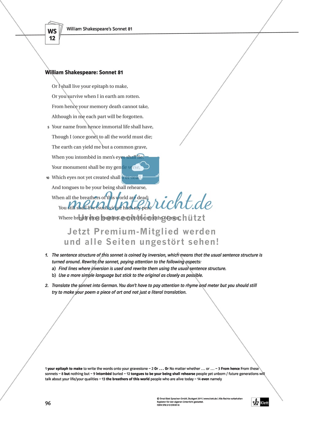 Love Sonnets to the Young Man: Shakespeare's Sonnet 29 - Lernziele + Aufgaben + Lösungen Preview 27