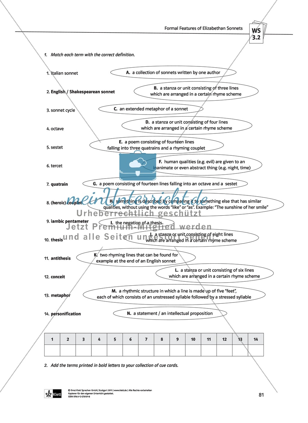 Skills: Analysing Shakespearean Sonnets: Stylistic Devices, Lernziele + Aufgaben + Lösungen Preview 11