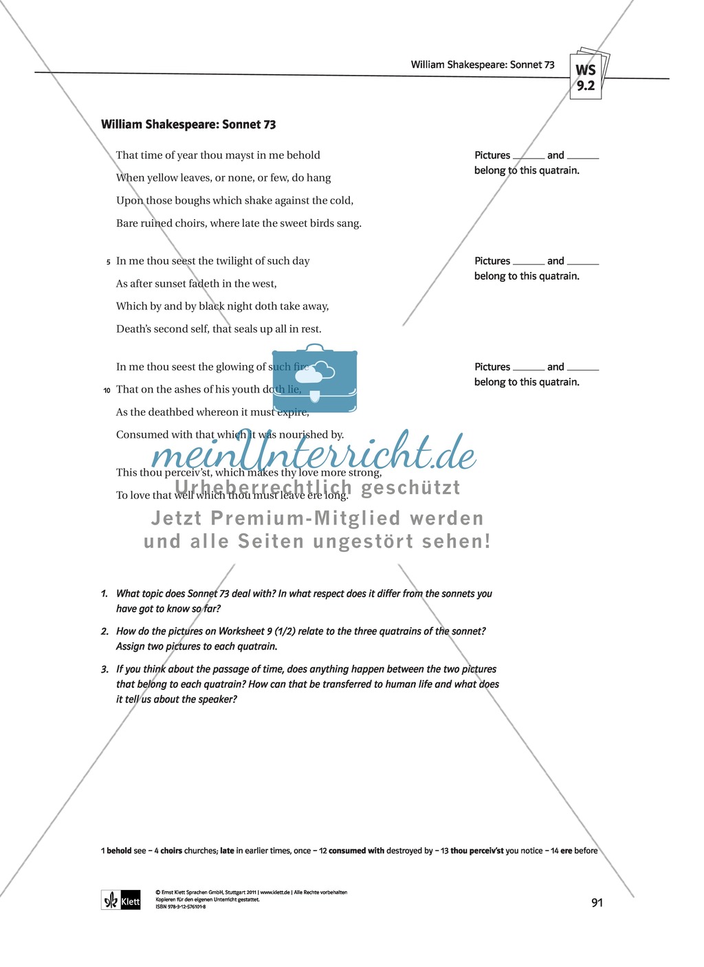 Skills: Analysing Shakespearean Sonnets: Stylistic Devices, Lernziele + Aufgaben + Lösungen Preview 21