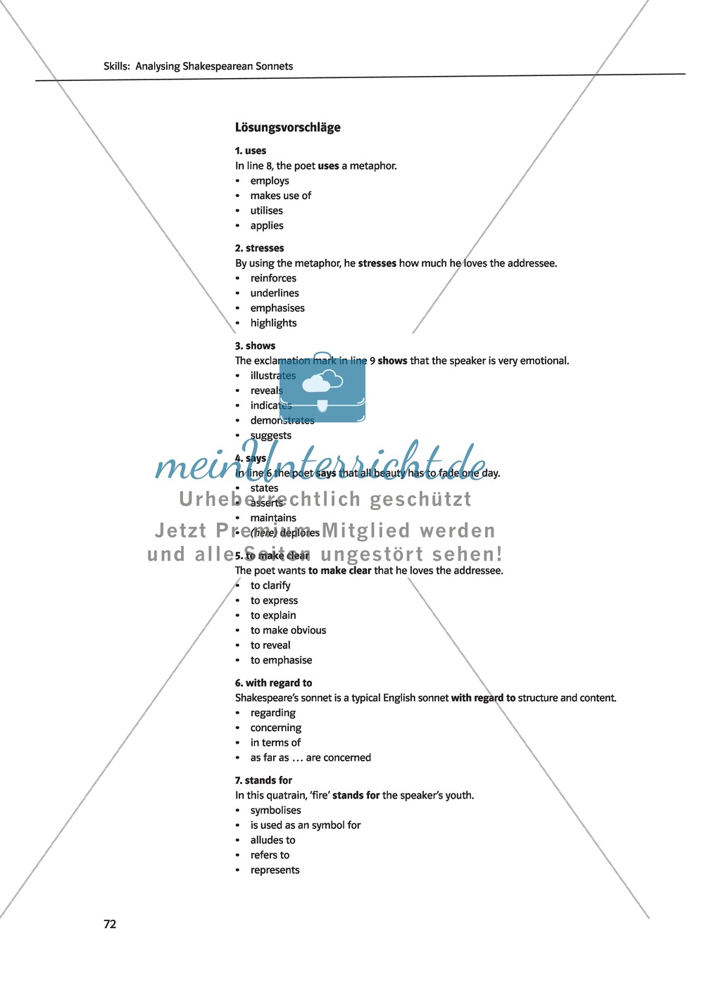 Skills: Analysing Shakespearean Sonnets: Stylistic Devices, Lernziele + Aufgaben + Lösungen Preview 2